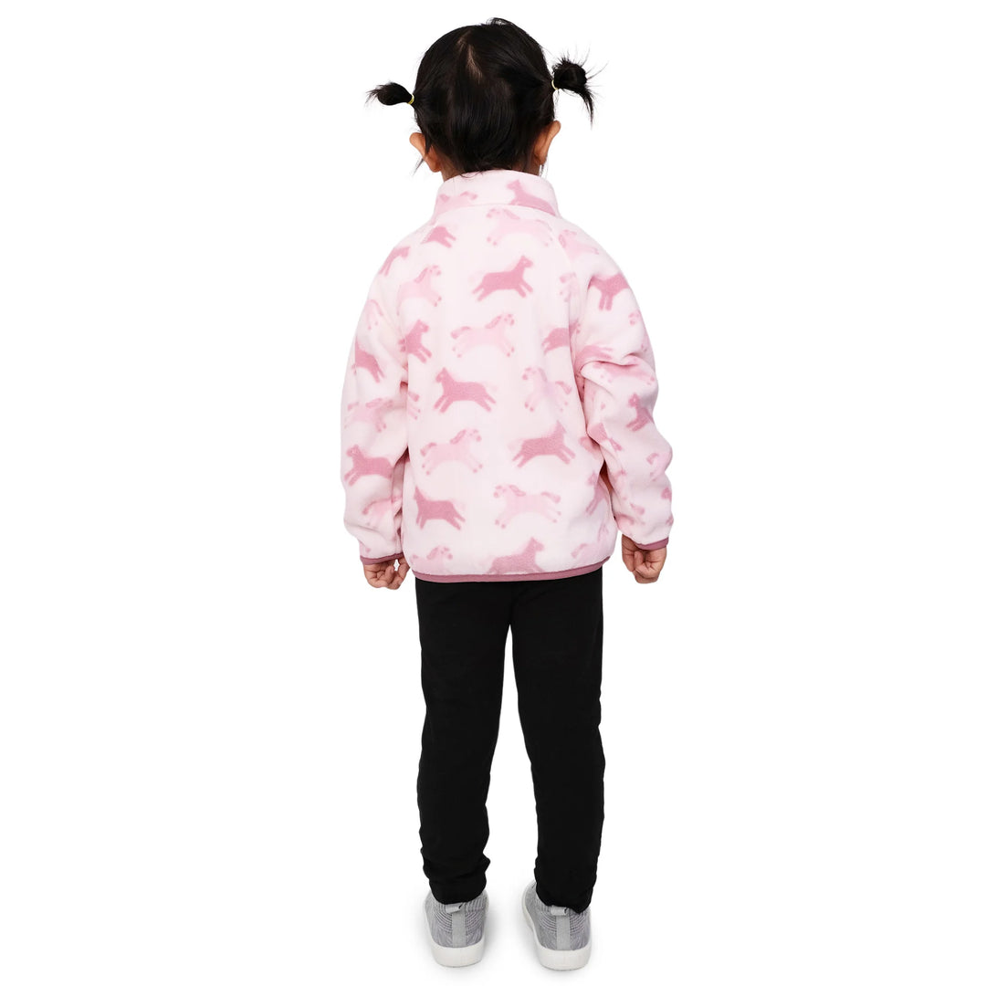 >Jan &amp; Jul Kids Cozy Fleece Jacket - Pink Ponies