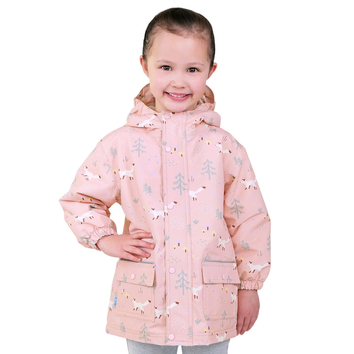 >Jan &amp; Jul Kids Cozy-Dry Waterproof Rain Jacket - Pink Forest