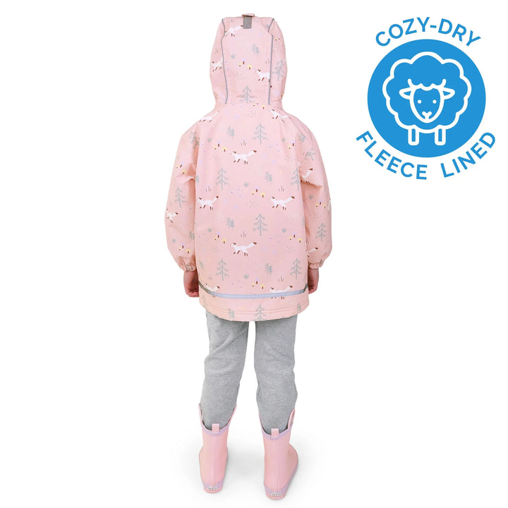 >Jan &amp; Jul Kids Cozy-Dry Waterproof Rain Jacket - Pink Forest