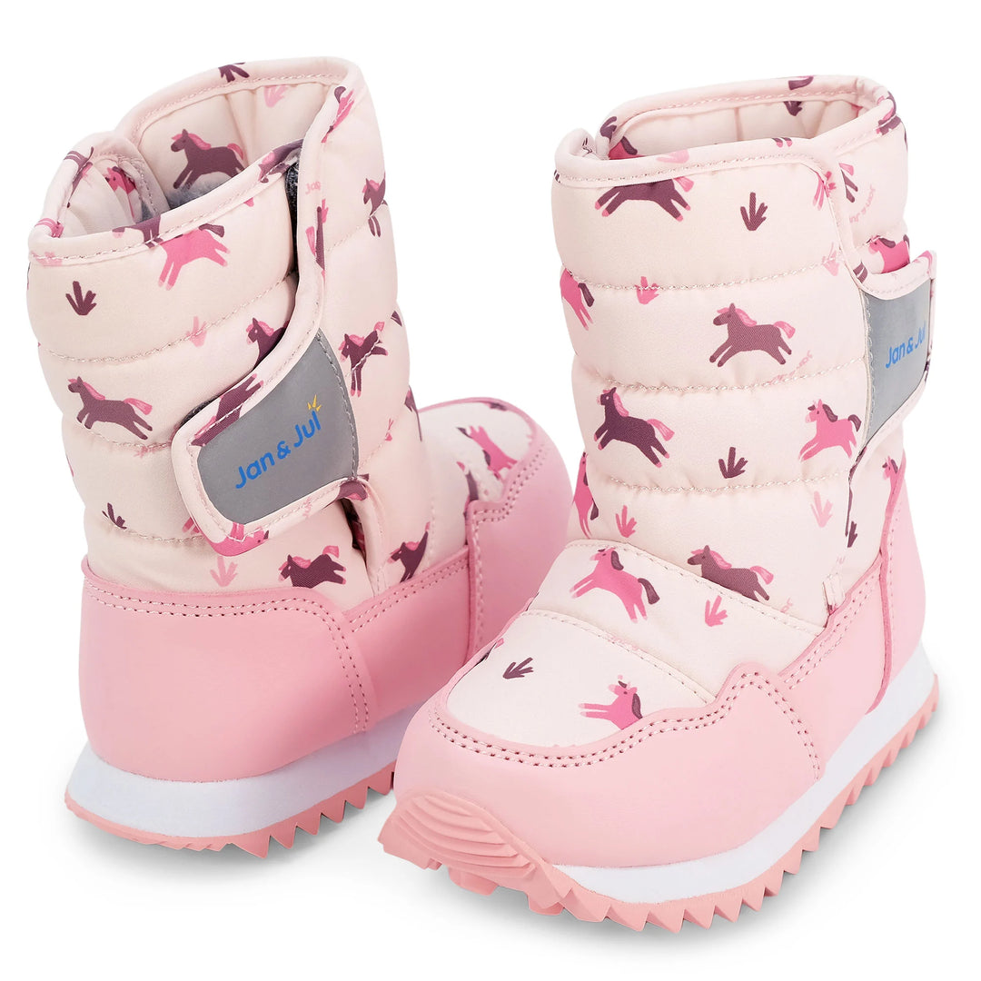 >Jan &amp; Jul Kids Toasty-Dry Tall Puffy Winter Boots - Pink Ponies