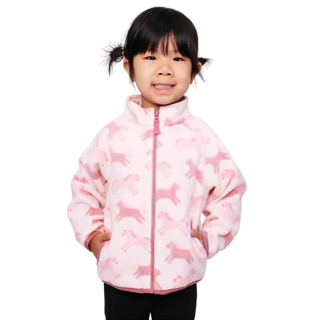 >Jan &amp; Jul Kids Cozy Fleece Jacket - Pink Ponies