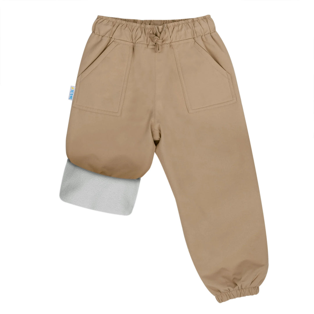 >Jan &amp; Jul Kids Cozy-Dry Fleece Lined Rain &amp; Snow Pants - Soft Brown