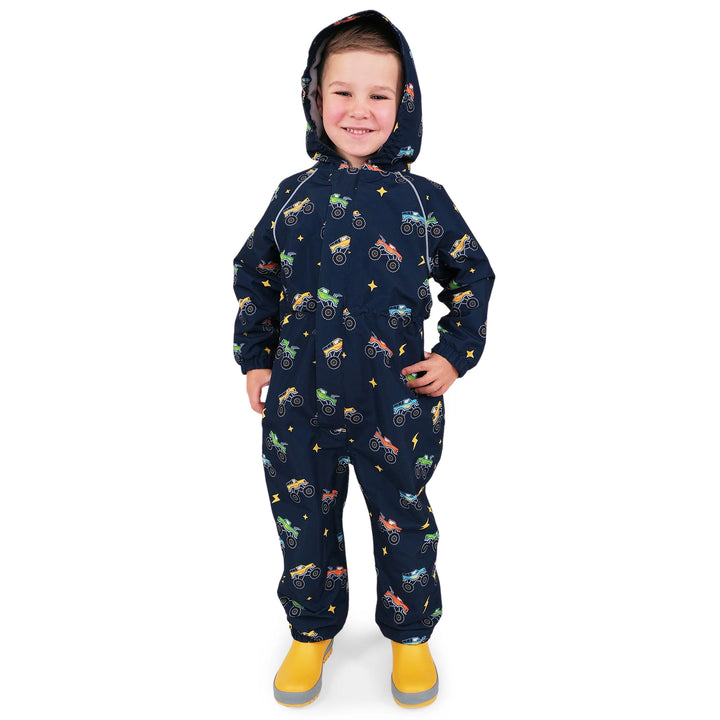 >Jan &amp; Jul Kids Fleece Lined Rain Suits - Big Trucks