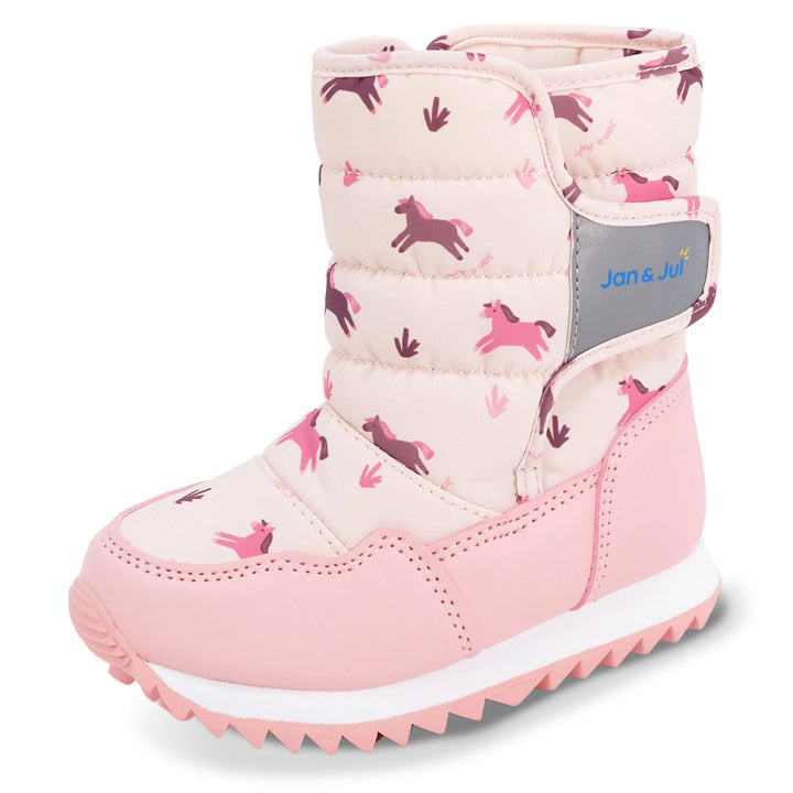 >Jan &amp; Jul Kids Toasty-Dry Tall Puffy Winter Boots - Pink Ponies