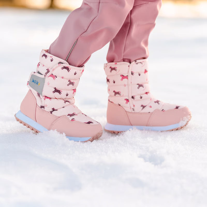 >Jan &amp; Jul Kids Toasty-Dry Tall Puffy Winter Boots - Pink Ponies