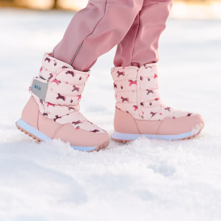 >Jan &amp; Jul Kids Toasty-Dry Tall Puffy Winter Boots - Pink Ponies