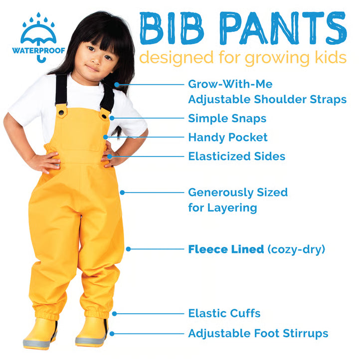 >Jan &amp; Jul Kids Fleece Lined Rain Overalls - Black