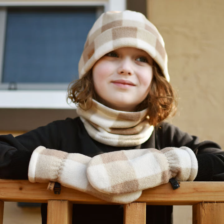 >Jan &amp; Jul Kids Fleece Mittens - Brown Plaid