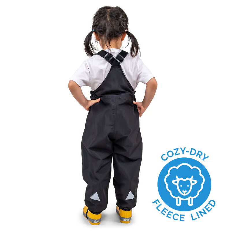 >Jan &amp; Jul Kids Fleece Lined Rain Overalls - Black