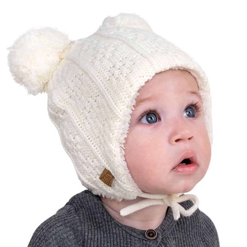 >Jan &amp; Jul Kids Knit Bear Beanies - Cream Bear