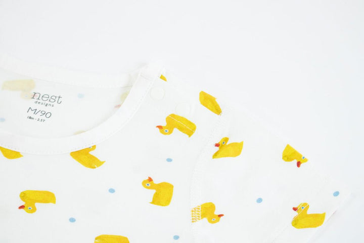 Nest Designs Kids Bamboo Jersey Two-Piece Short Sleeve PJ Set - Eric Carle Little Rubber Ducks
