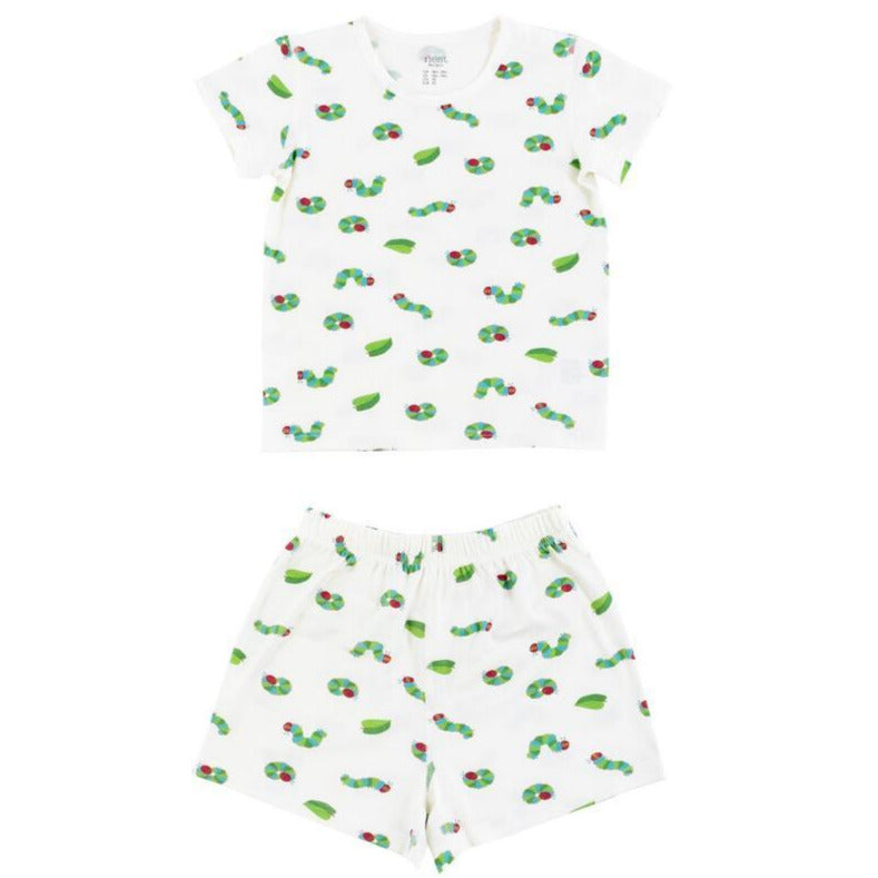 Nest Designs Bamboo Jersey Two-Piece Short Sleeve PJ Set - Eric Carle Curly Caterpillar