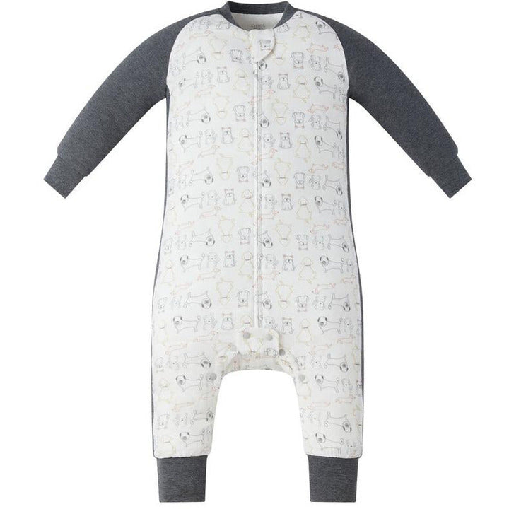 Nest Designs Kids 1.0 TOG Bamboo Long Sleeve Footed Sleep Suit - Puppy white