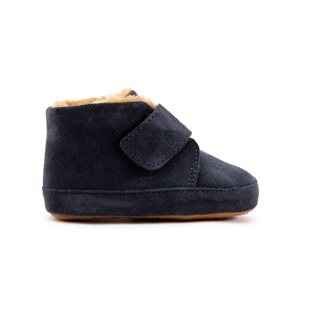 Old Soles Kids Baby 0044R Shloofy Winter Leather Shoes in Navy Suede