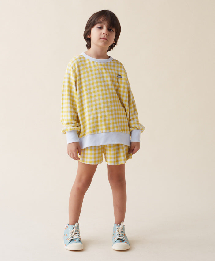 TINYCOTTONS Kids VICHY SHORT in Pale Blue/Yellow 155