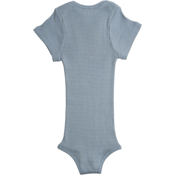 Minimalisma Baby Bingo Signature Silk-Seamless Short-Sleeve Bodysuit - Clear Blue