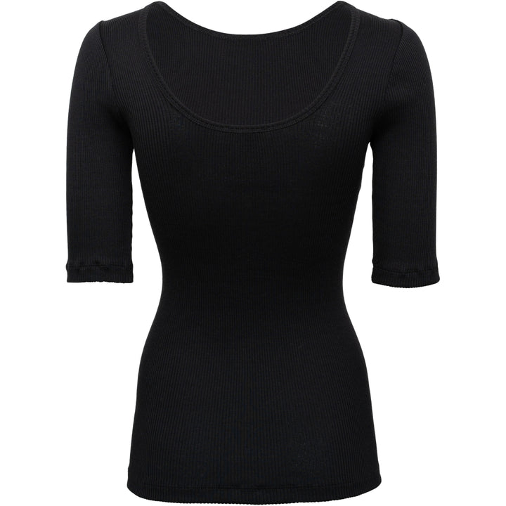 Minimalisma Women's GYM 3/4 Sleeves Seamless Silk Blouse in Black