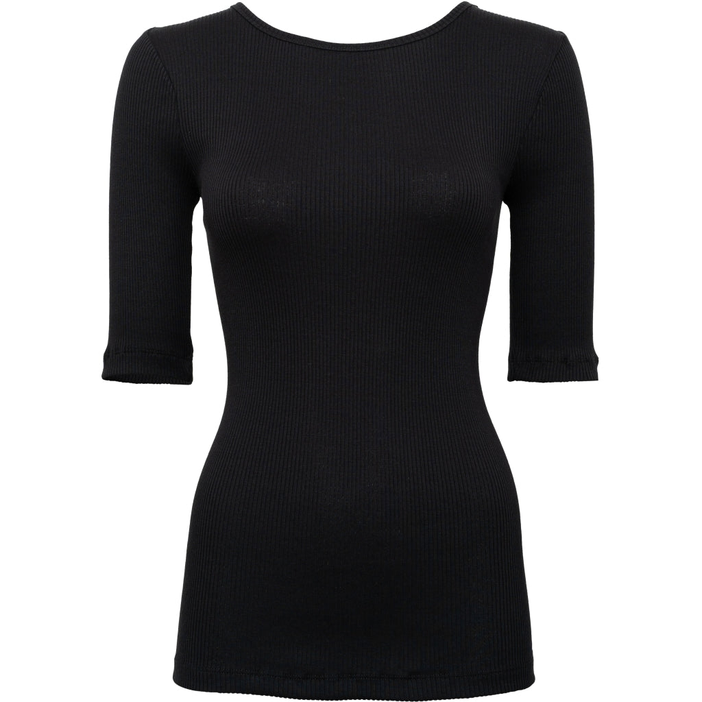 Minimalisma Women's GYM 3/4 Sleeves Seamless Silk Blouse in Black
