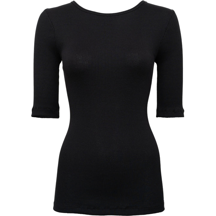 Minimalisma Women's GYM 3/4 Sleeves Seamless Silk Blouse in Black