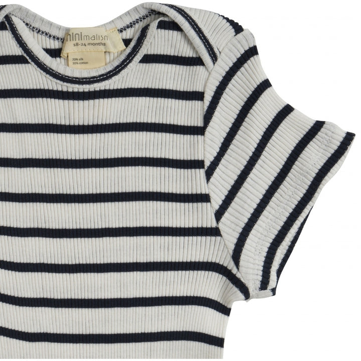 Minimalisma Baby Bingo Signature Silk-Seamless Short-Sleeve Bodysuit - Sailor