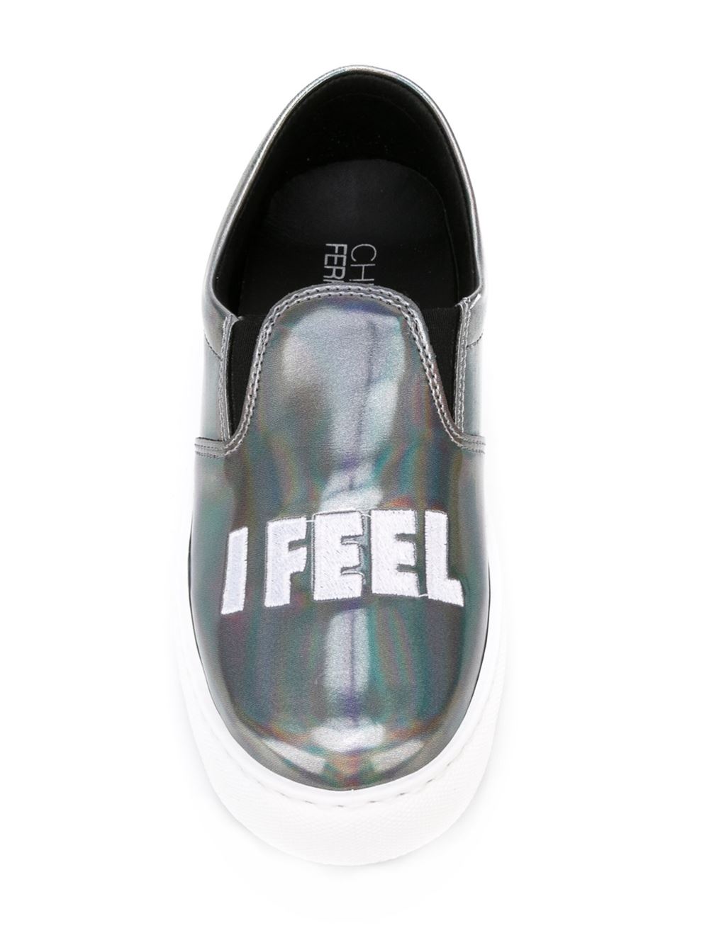 Chiara Ferragni Women's Plimsolls Grey Leather Slip-on Sneakers