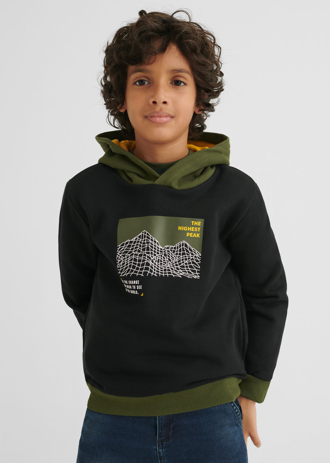 Mayoral 7448-082 Kids Boy Contrast Pullover Sweatshirt - Black