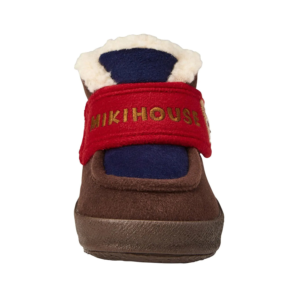 Miki House Kids Winter Booties Shoes in Navy/Brown