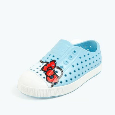 Native Kids Jefferson PRINT Sandals Shoes - Hello Kitty / Sky Blue / Shell White