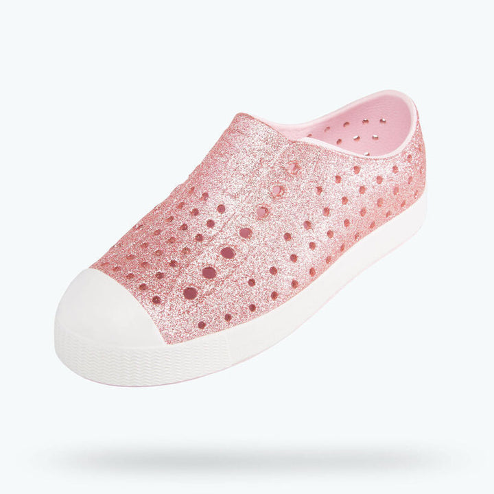 Native Kids Jefferson BLING Sandals Shoes - Milk Pink Bling / Shell White