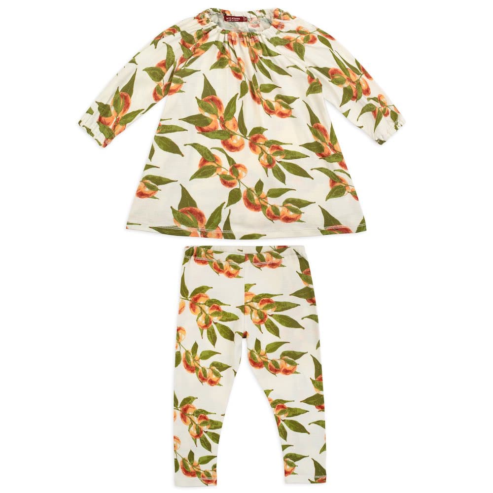 Milkbarn 15119 Baby Peaches Organic Cotton Dress & Legging Set