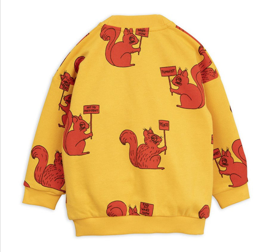 Mini Rodini Kids Squirrel Sweatshirt in Yellow