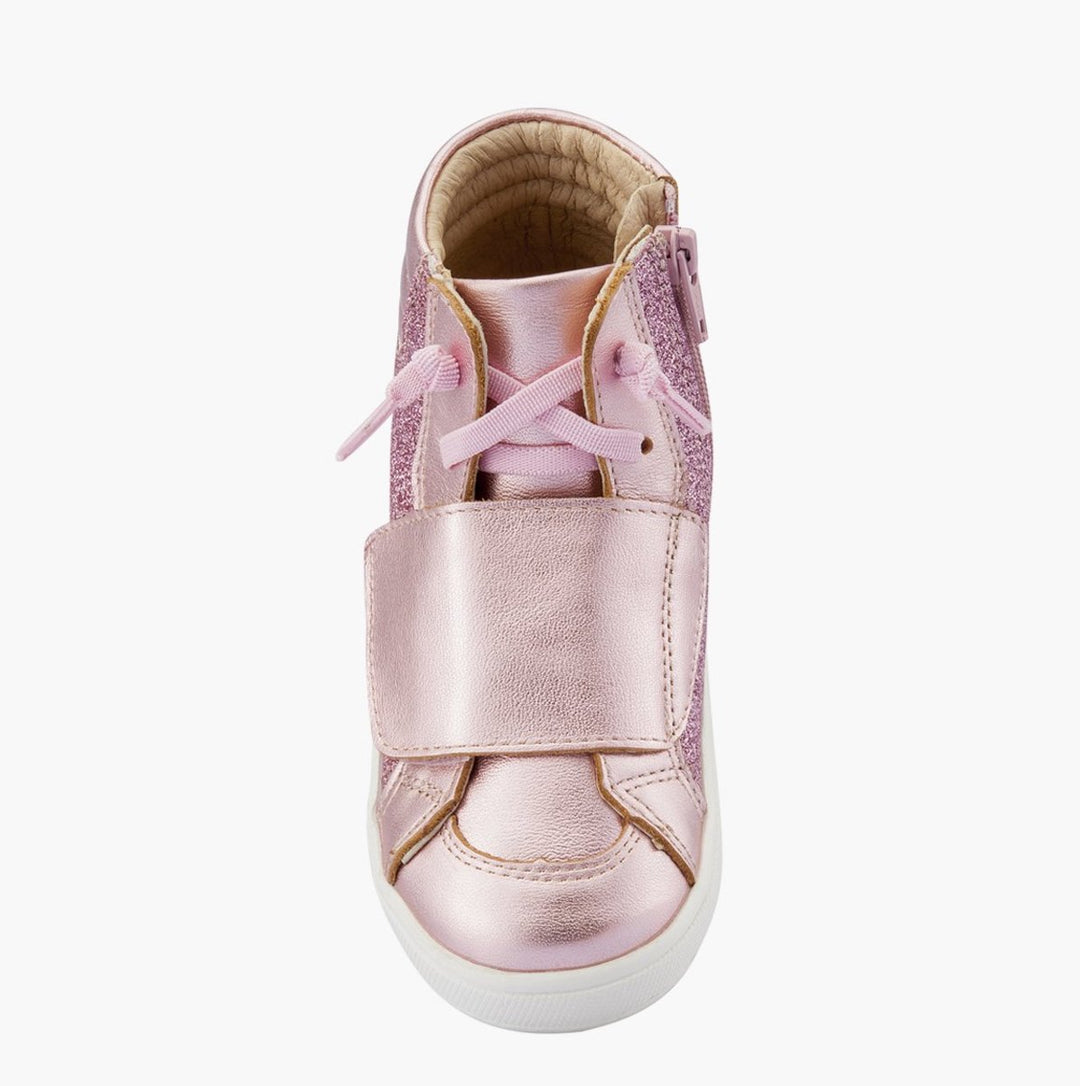 Old Soles Kids Girl O-Glam Leather Sneakers in Glam Pink
