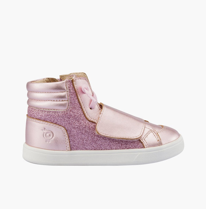 Old Soles Kids Girl O-Glam Leather Sneakers in Glam Pink