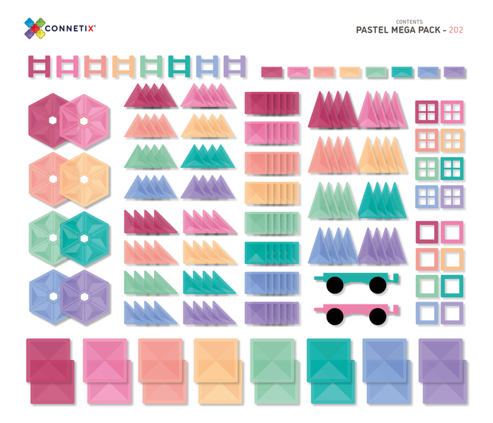 CONNETIX Pastel Range - 202 Pieces Pastel Mega Pack