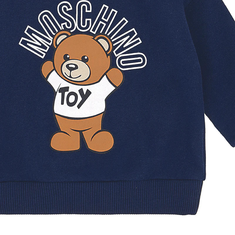 Moschino Baby Kids Long Sleeve Sweatshirt with Large Bear Graphic - Navy