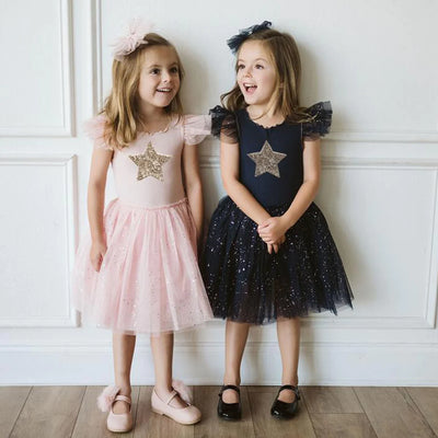 Petite Hailey Girl's Sparkle Tutu Dress  - Black