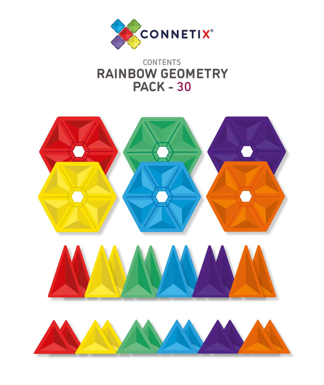 >CONNETIX Rainbow Tiles - 30 Pieces Geometry Pack