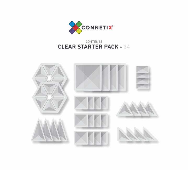 >CONNETIX Clear Tiles - 34 Pieces Clear Pack