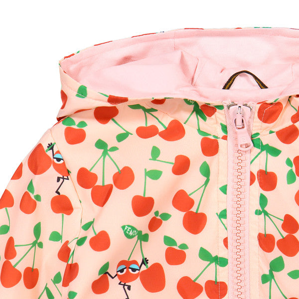 Fendi Kids Girls Cherry Monster Print Windbreaker Jacket in Pink