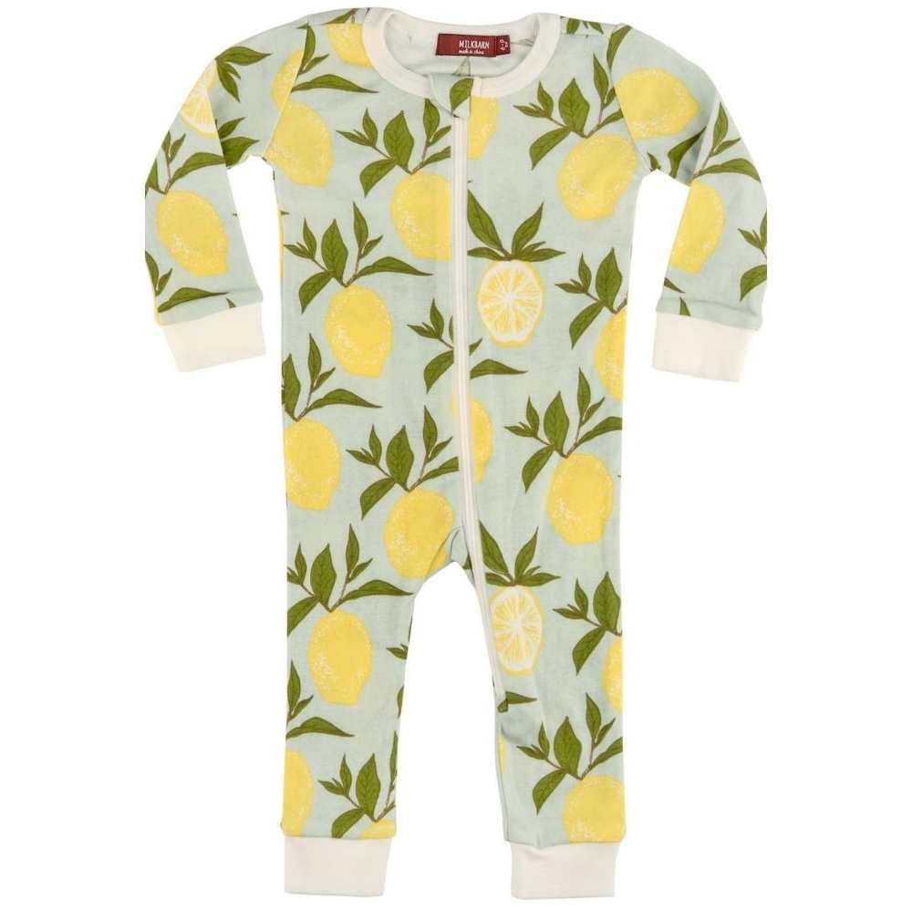 Milkbarn Baby Lemon Organic Cotton Zipper Pajama