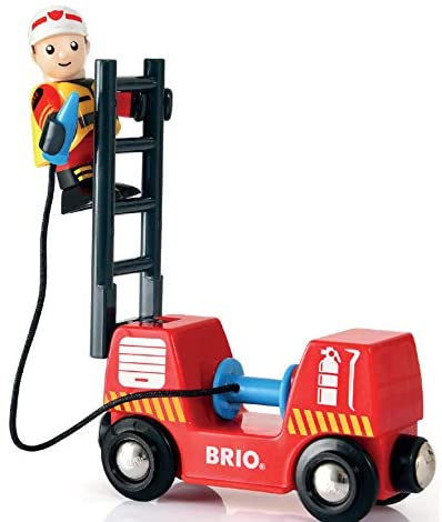 >BRIO 33815 Rescue Firefighter Set | 18 Piece Train Toy with a Fire Truck, Accessories and Wooden Tracks for Ages 3 and Up