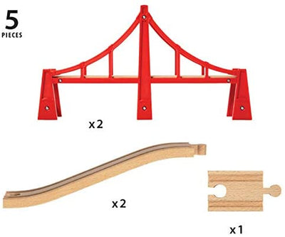 >BRIO 33683 Double Suspension Bridge | 5 Piece Toy Train Accessory