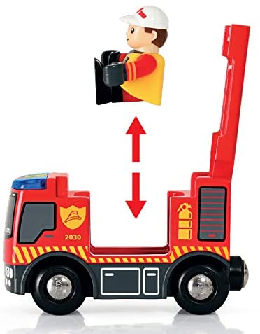 >BRIO 33815 Rescue Firefighter Set | 18 Piece Train Toy with a Fire Truck, Accessories and Wooden Tracks for Ages 3 and Up