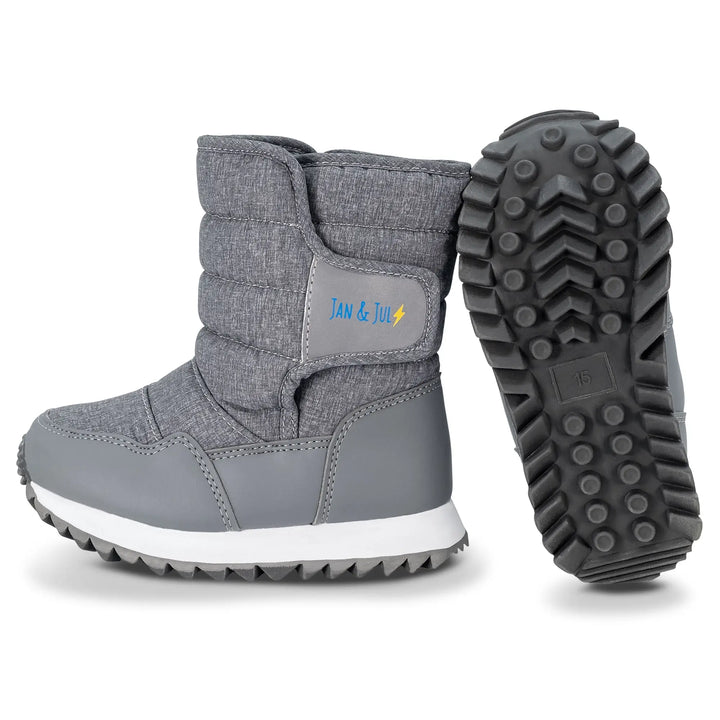 >Jan & Jul Kids Toasty-Dry Tall Puffy Winter Boots - Heather Grey