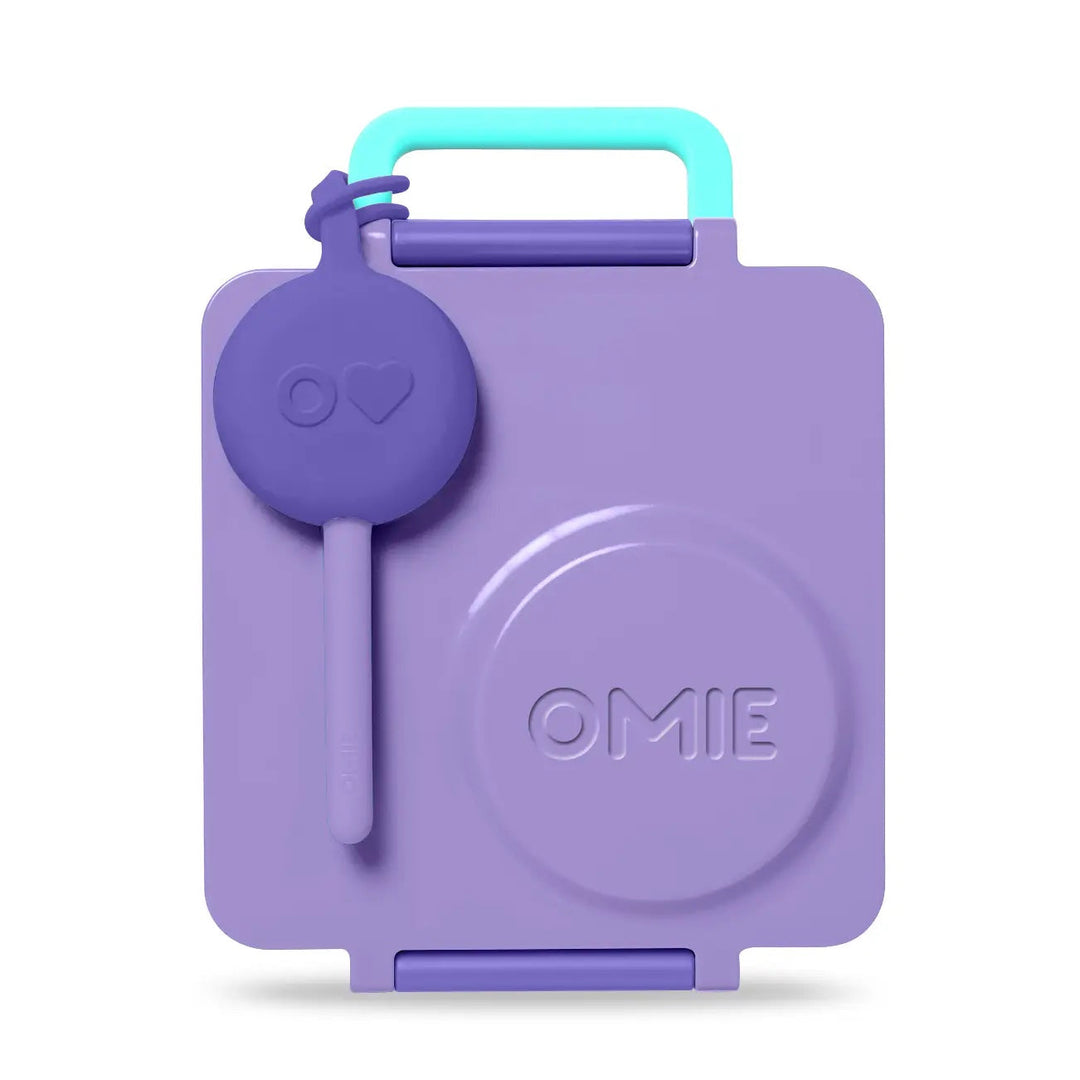 OmieBox Lunch Box with Fork, Spoon + Pod Set (Purple Plum)