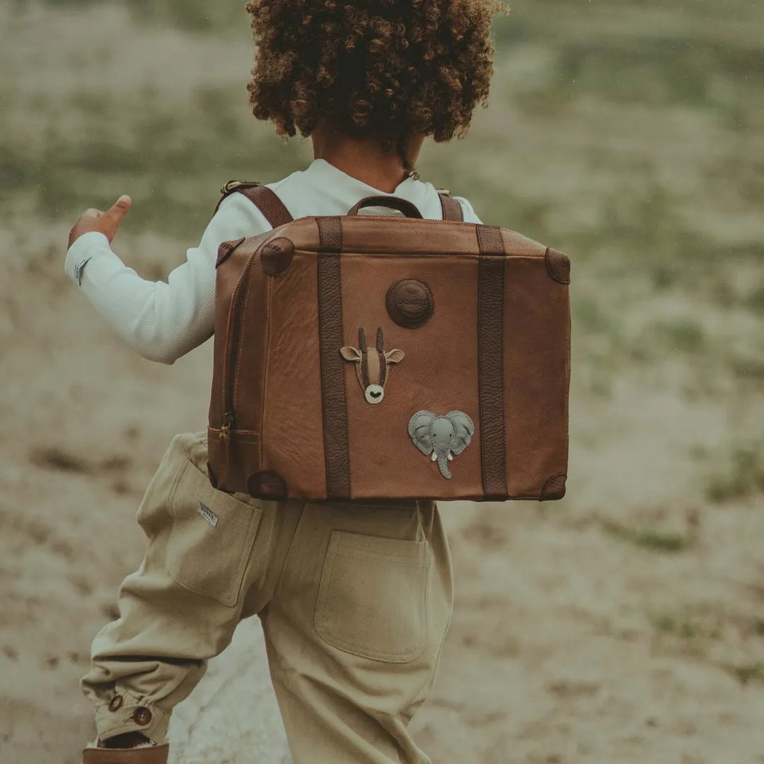 Donsje Kids TRAVIS Leather School Travel Backpack Animal