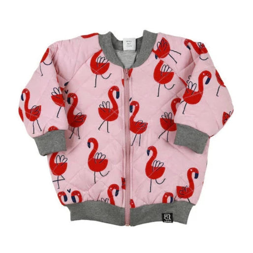 Kukukid Kids Girl Bomber Jacket - Pink Flamingos