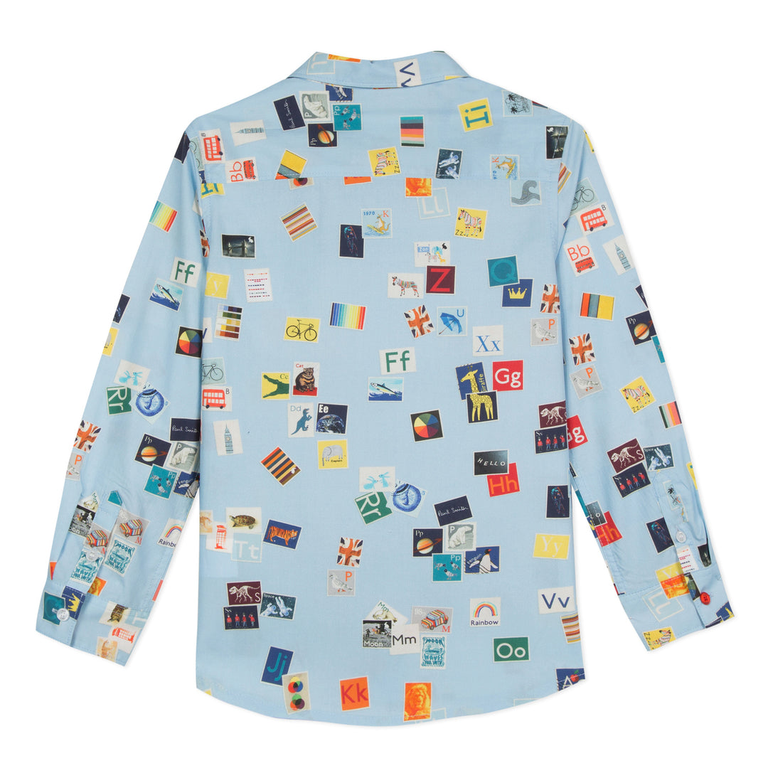 Paul Smith Junior "Stamps Collector" Light Blue Shirt