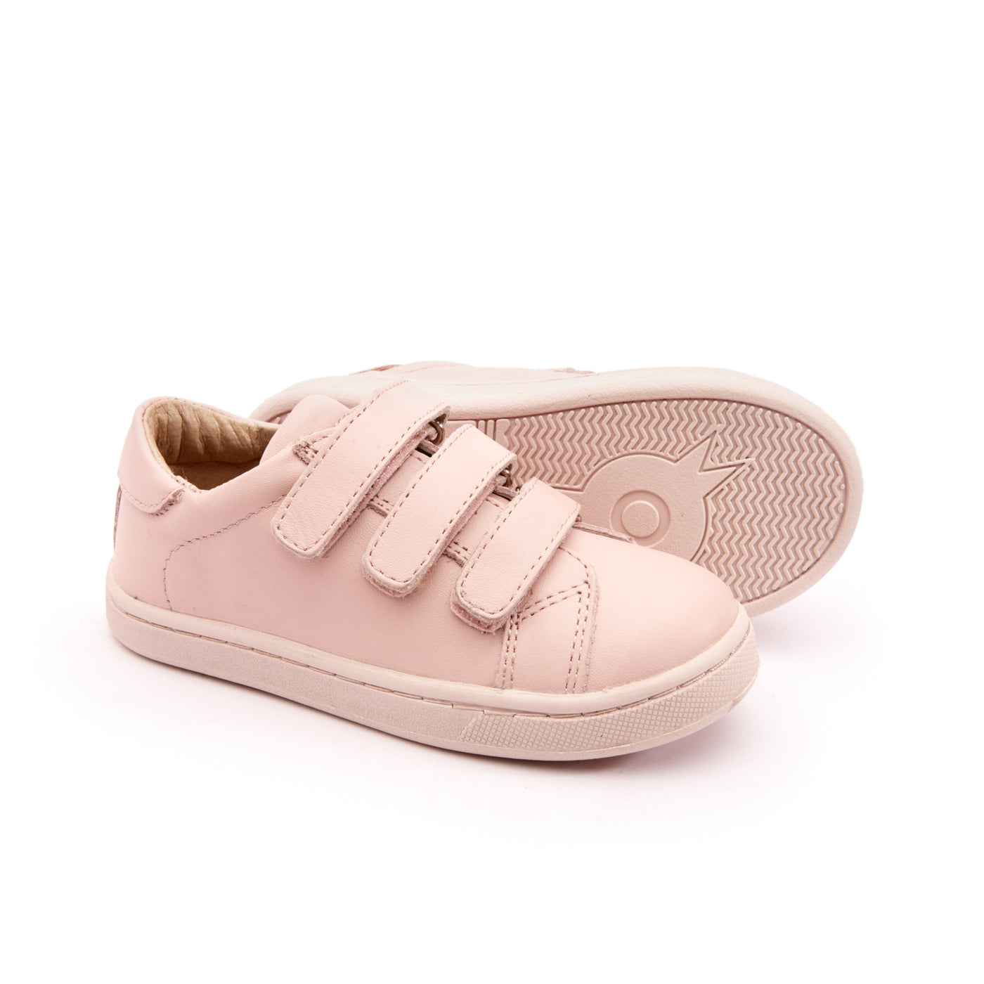 OLD SOLES Kids Girl Boy Step Markert Leather Sneakers in Powder Pink / Pink Sole
