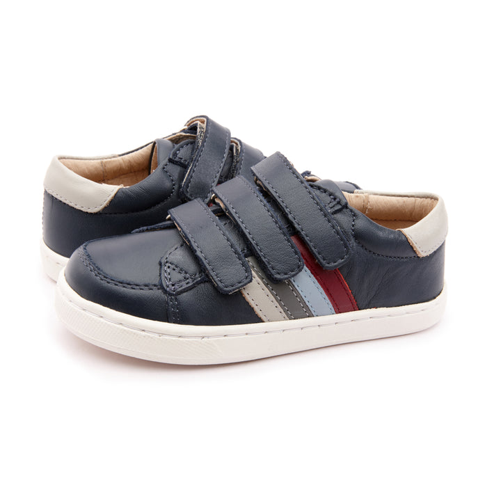 OLD SOLES Kids Boy Sneaky Markert Leather Sneakers in Navy / Gris / Burgundy